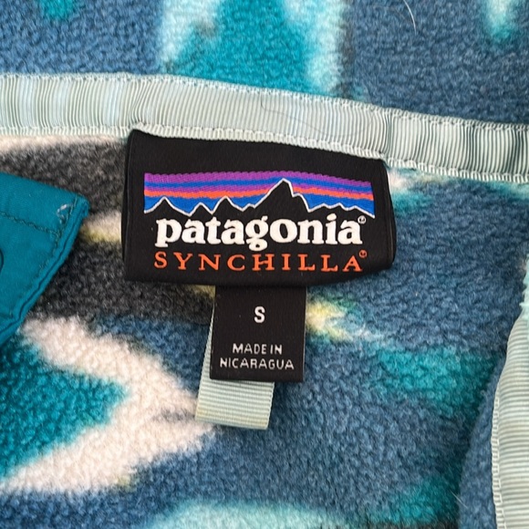 Patagonia Synchilla 1/4 snap pullover fleece Trout Tales Elwha Blue size M - Picture 13 of 16